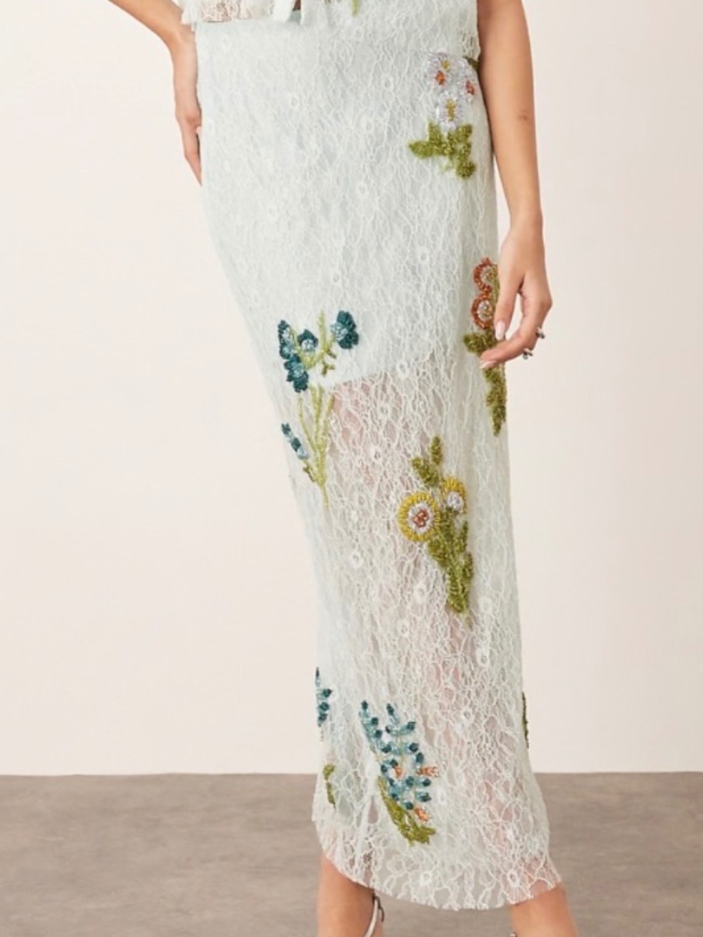 ARRANGE floral embellished lace midi skirt - Picture 1 of 4